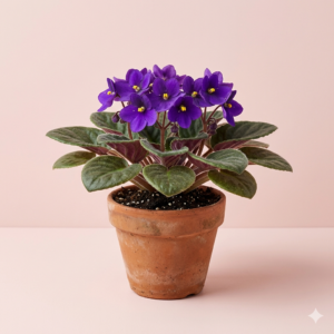 African violet indoor flowering plant with purple flowers in pot – Gayatri Nursery